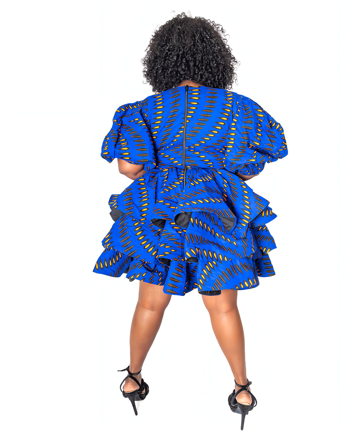Royal Blue Ankara Ruffle Layers Dress