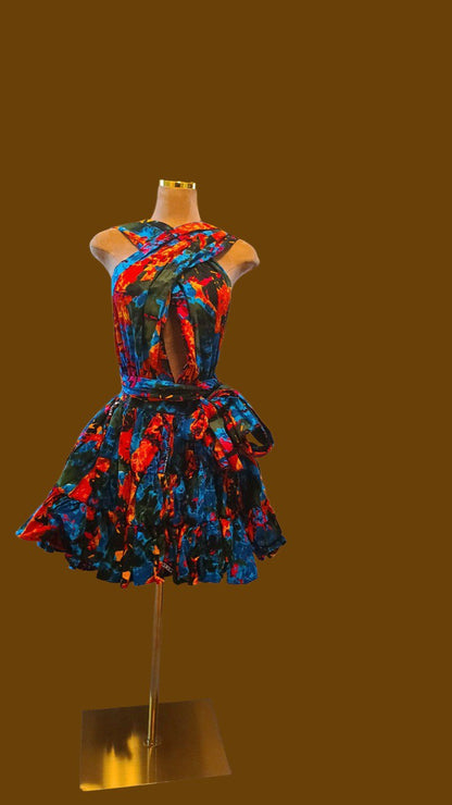 Ankara Infinity Dress – Multicolor Floral Print