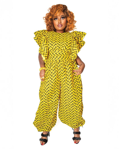 Jumpsuit with flared sleeves