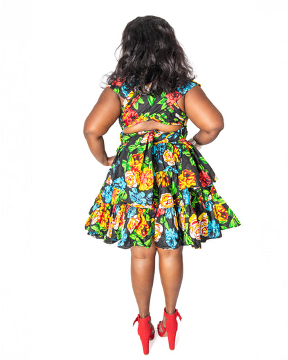 Ankara Infinity Dress – Multicolor Floral Print