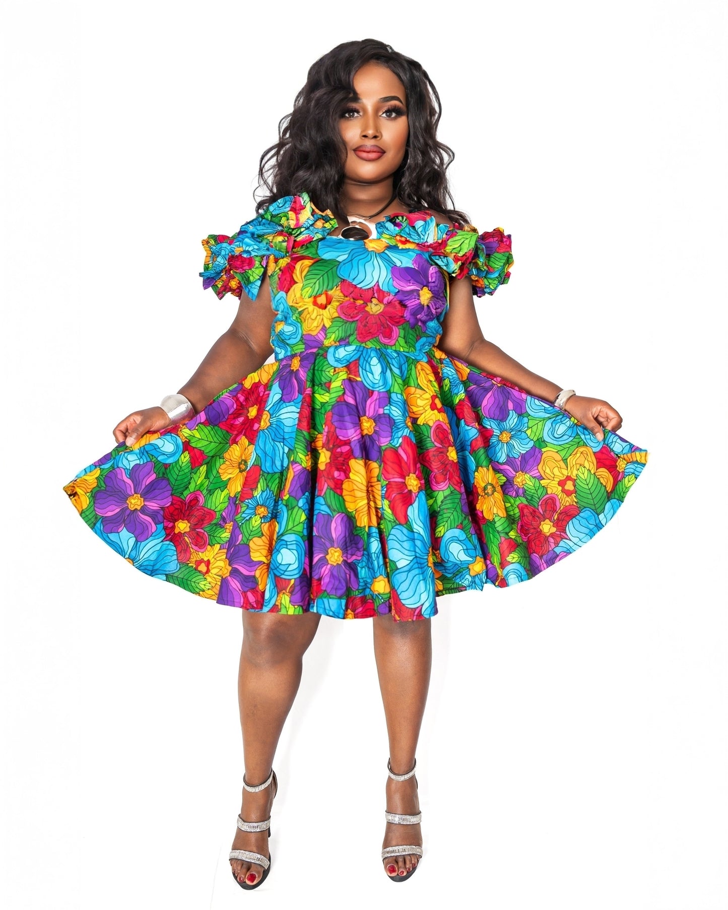 Saida Ankara Off-shoulder dress