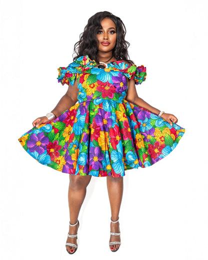 Saida Ankara Off-shoulder dress