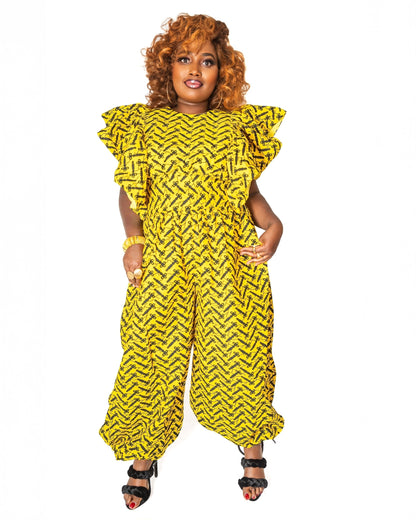 Jumpsuit with flared sleeves