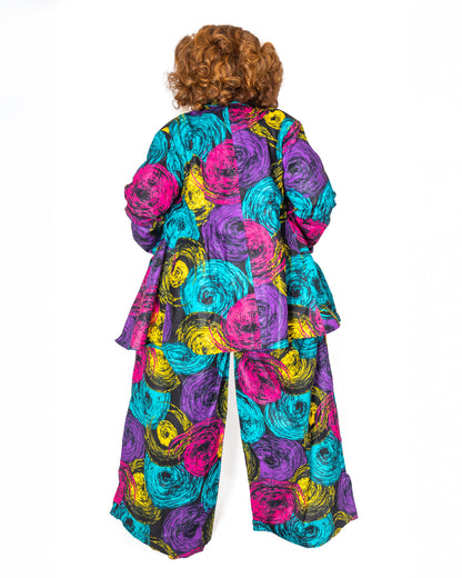 Bold Ankara Swirl Pant & BLazer– Wide Leg Design