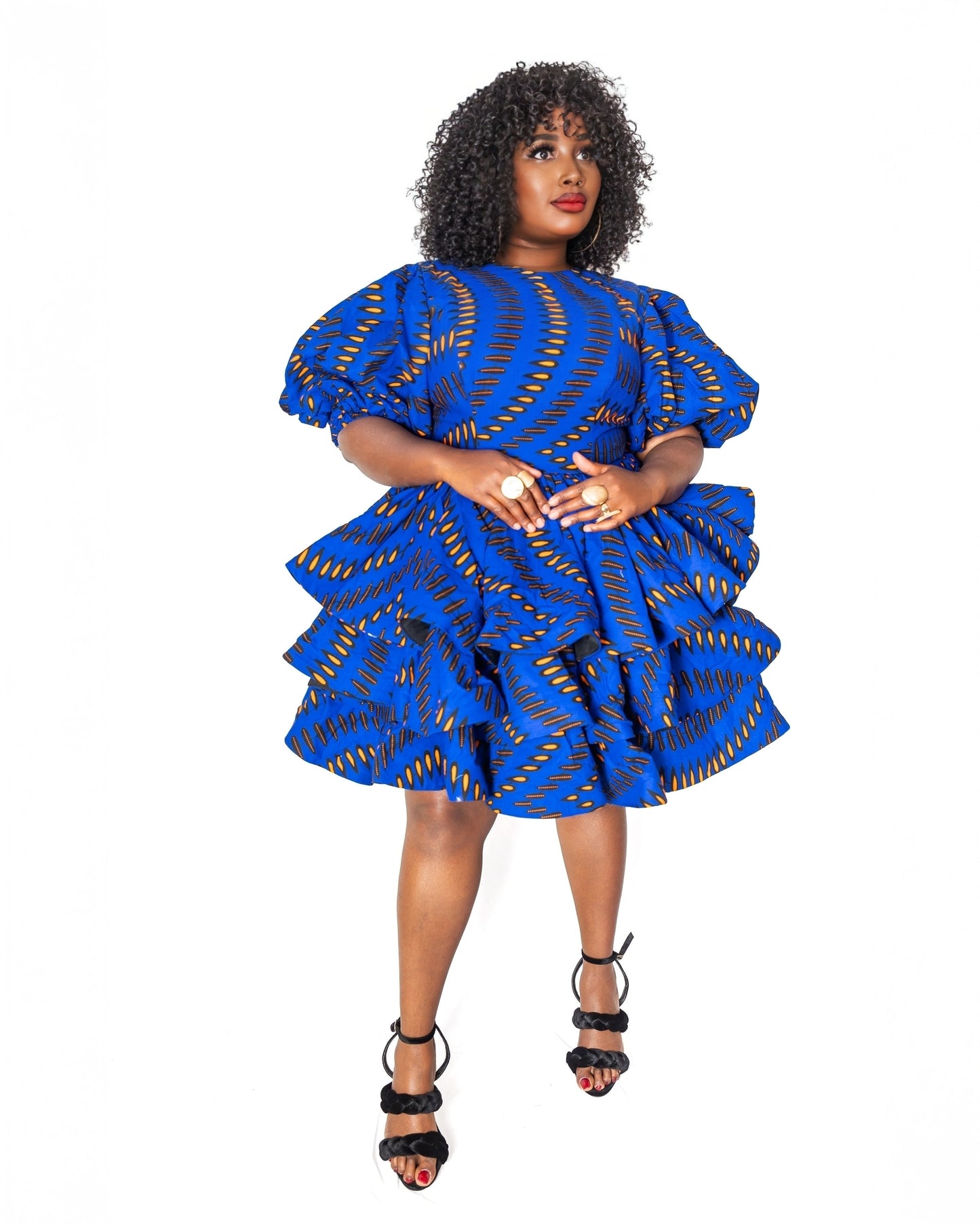 Royal Blue Ankara Ruffle Layers Dress