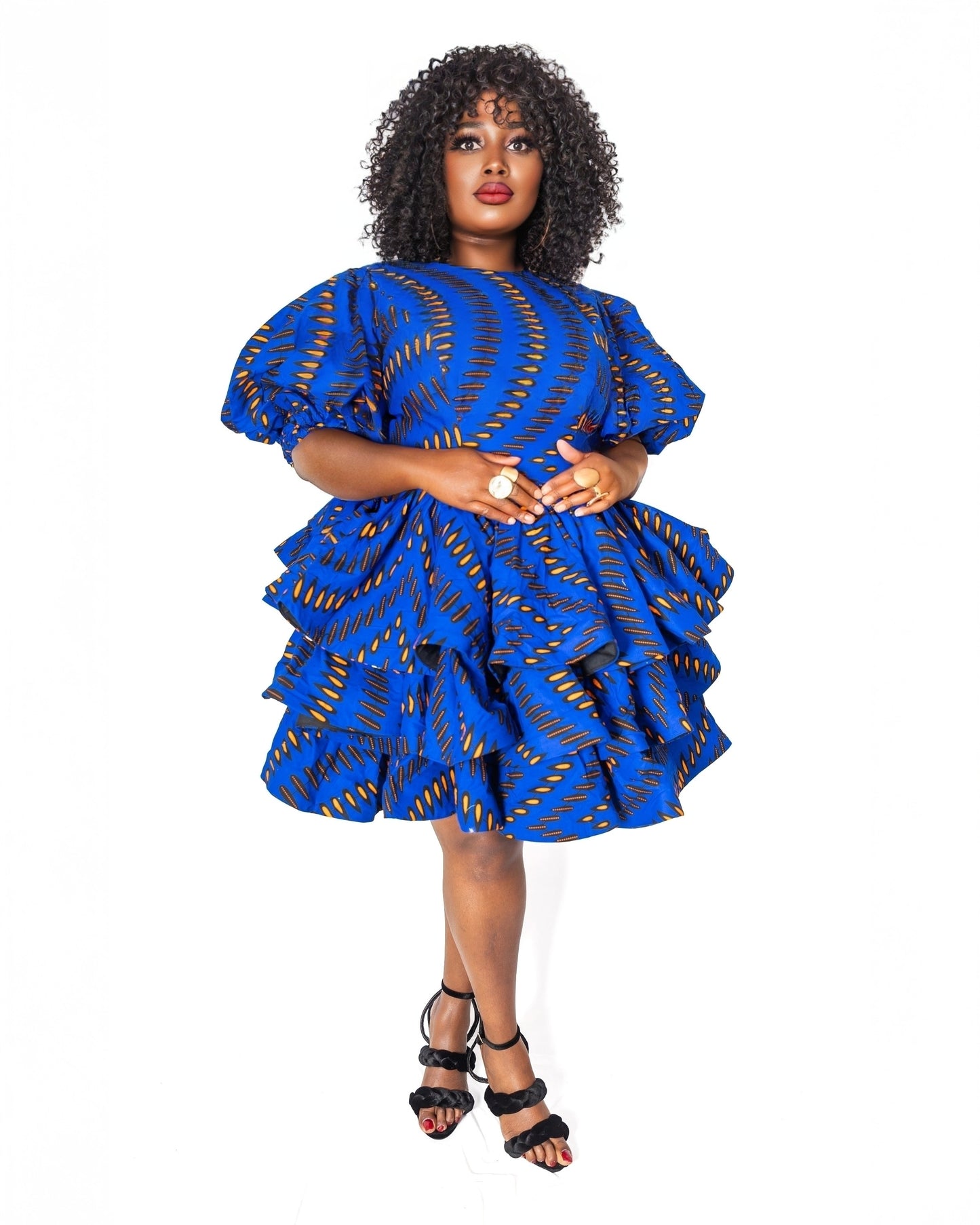 Royal Blue Ankara Ruffle Layers Dress