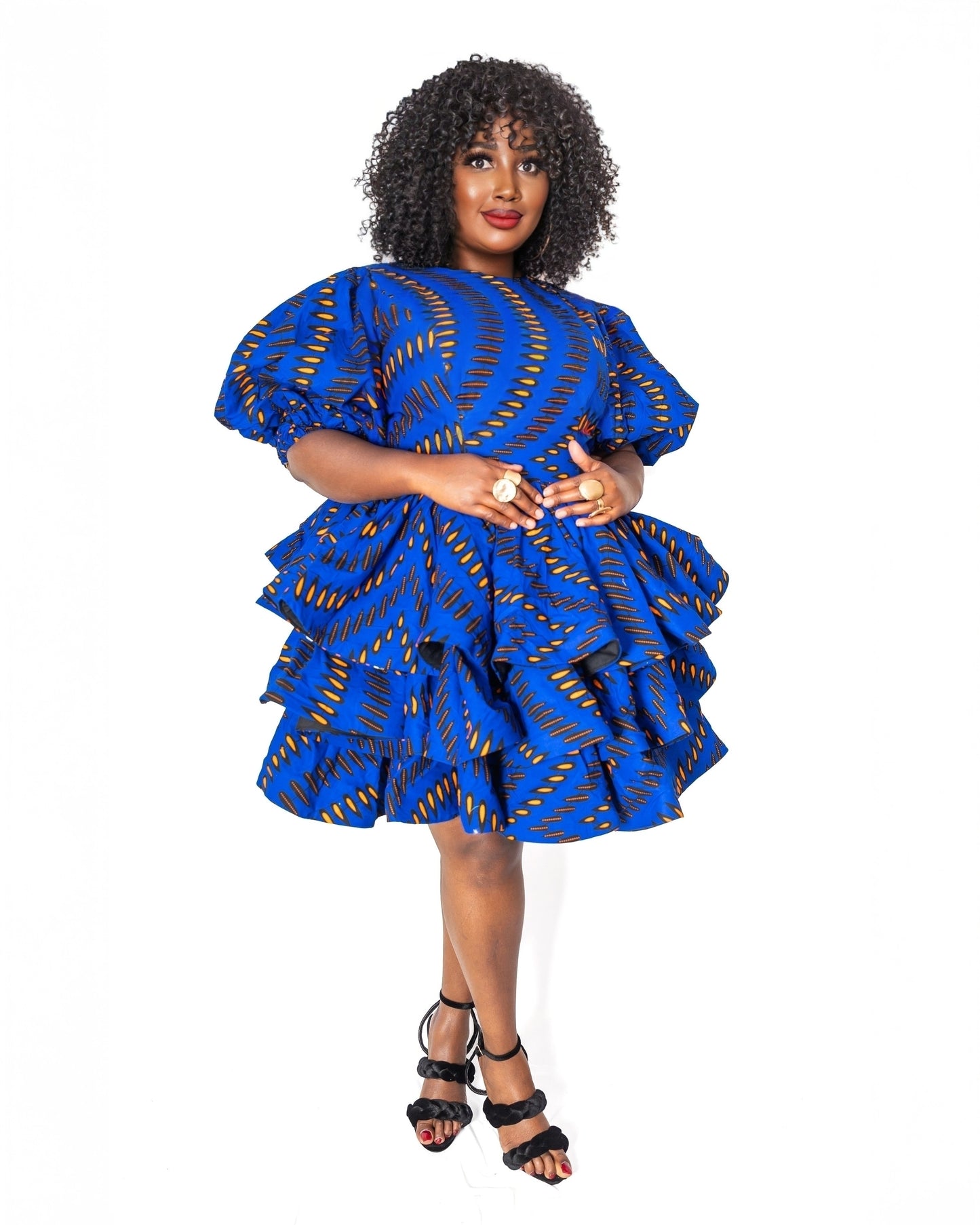 Royal Blue Ankara Ruffle Layers Dress