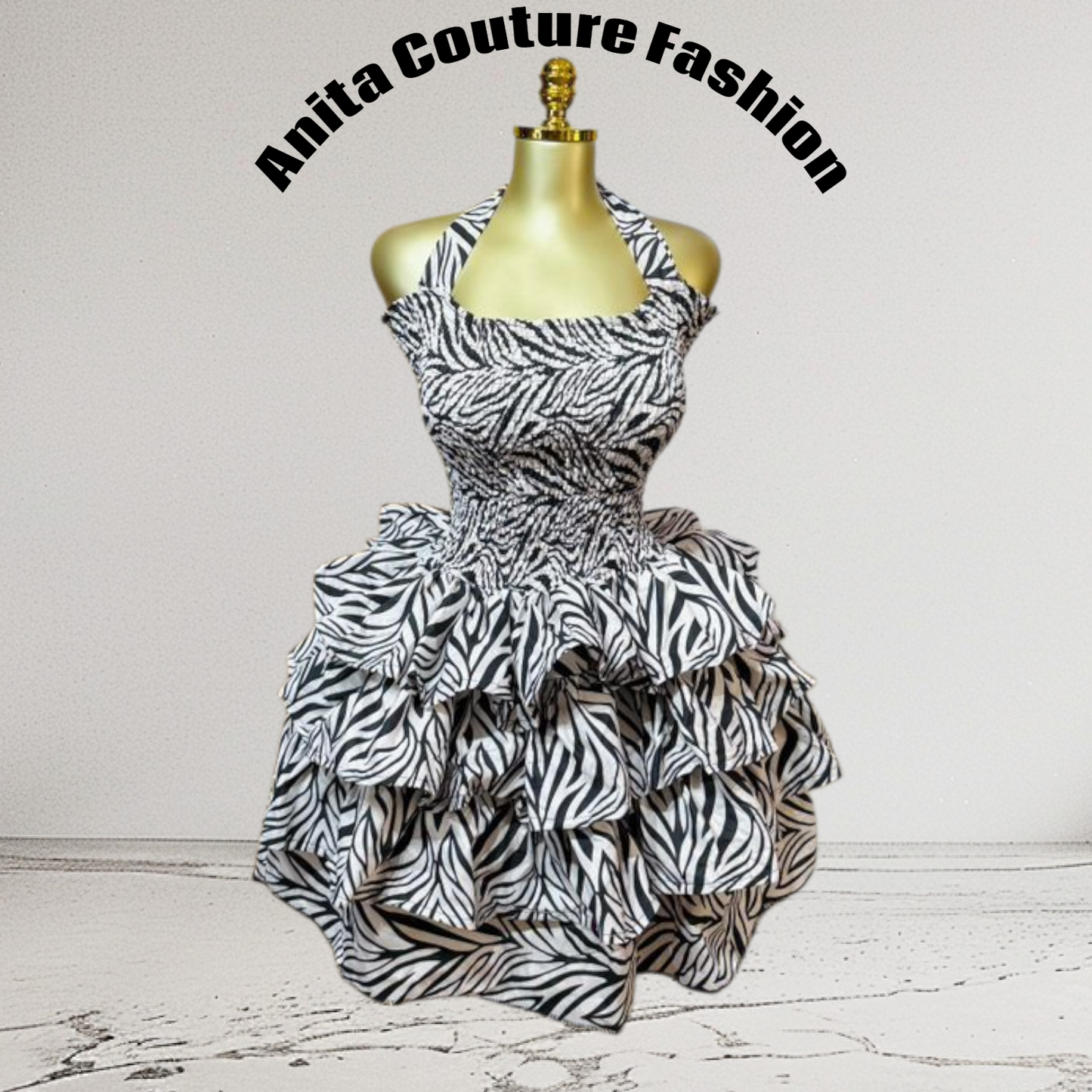Zebra Ruffle Ankara Dress