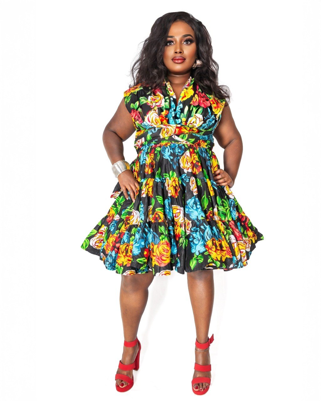 Ankara Infinity Dress – Multicolor Floral Print